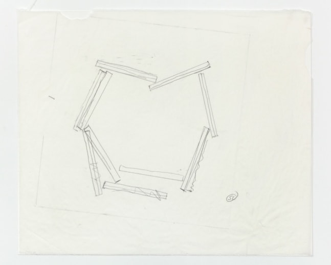 Sol LeWitt "Working Drawing for Cinderblock Structure, Paula Cooper Gallery" 2000 Ink and pencil on paper 11 5/8" x 14 1/8"