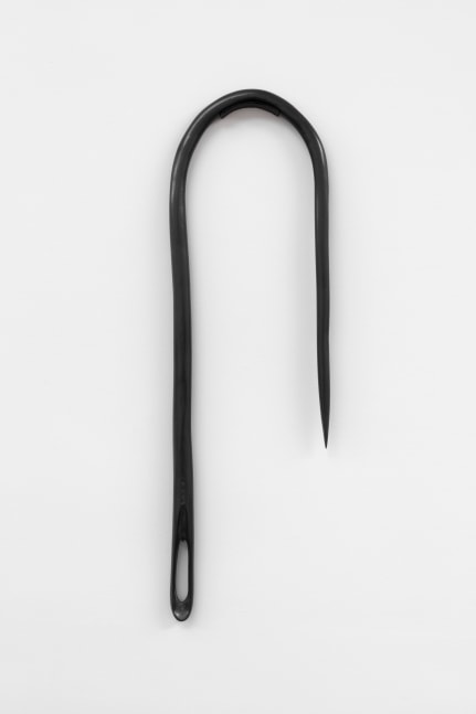Claudette Gacuti, NEEDLE #1, 2021, Unfired cellulose clay, acrylic paint, polyurethane and graphite 38  x 11 1/4 x 2 in. (96.5 x 28.6 x 5.1 cm)