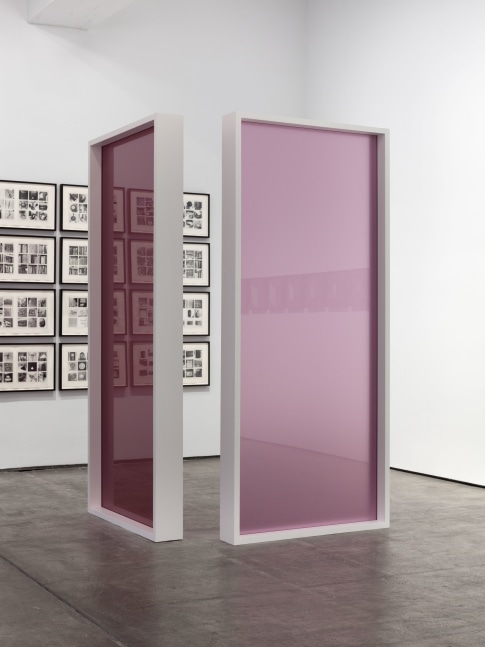 Liz Deschenes Untitled (LeWitt) #2 and #3, 2016 UV-print on plexiglass Image Dimensions: 84 x 36 1/4 inches (213.4 x 92.1) each Framed Dimensions: 85 3/4 x 37 3/4 x 6 inches (217.8 x 95.9 x 15.2 cm) each