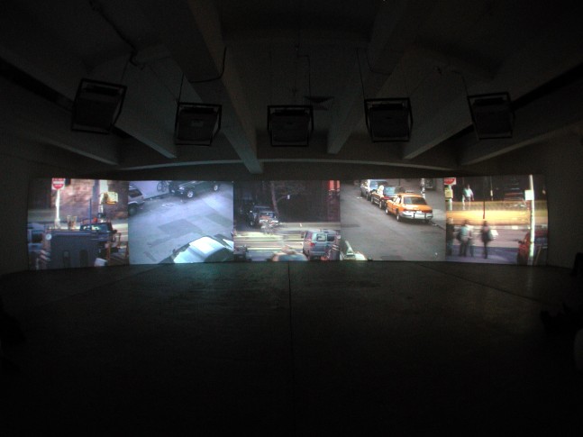 Installation view, Videodrones, Paula Cooper Gallery, 521 W 21st Street, New York. October 10 - November 17, 2001. © Céleste Boursier-Mougenot / ADAGP, Paris. Courtesy Paula Cooper Gallery, New York.