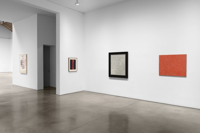 Installation view, Atsuko Tanaka, Yayoi Kusama, Paula Cooper Gallery, New York, May 8 - June 14, 2025. Courtesy Paula Cooper Gallery, New York, Photo: Steven Probert.