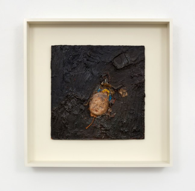 Bruce Conner FLOATING HEAD, 1958-59 mixed media and epoxy on board 17 x 17 in. (43.2 x 43.2 cm) frame: 26 x 26 x 4 3/4 in. (66 x 66 x 12.1 cm)