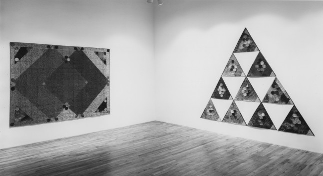 Installation view, Cut-Out, Paula Cooper Gallery, 155 Wooster Street, New York, February 21 - March 17, 1984. © 2025 Alan Shields / Artists Rights Society (ARS), New York. Courtesy Paula Cooper Gallery, New York. Photo: Geoffrey Clements.