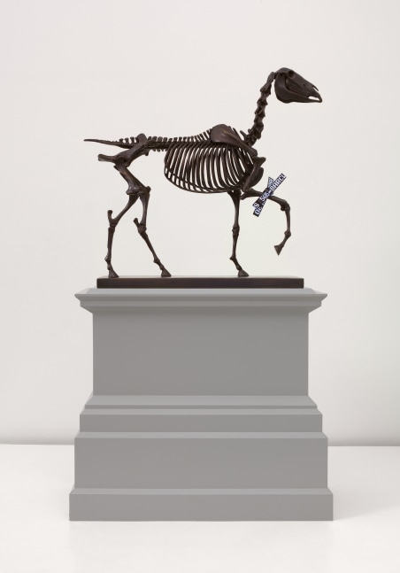 Hans Haacke Gift Horse, Model for Fourth Plinth, Trafalgar Square, London, 2013 bronze and electroluminescent film sculpture:  18 1/8 x 16 x 6 1/4 in. (46 x 40.6 x 15.9 cm) plinth: 13 x 8 1/2 x 18 in. (33 x 21.6 x 45.7 cm) overall: 30 1/2 x 8 1/2 x 18 in. (77.5 x 21.6 x 45.7 cm) Edition 1 of 6, 4 APs