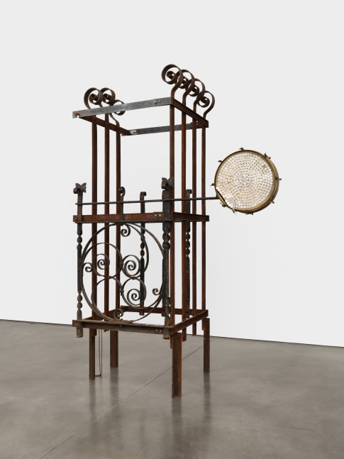 Terry Adkins Sermonesque, 2003 Metal and drum with buttons 84 x 17 x 30 in. (213.4 x 43.2 x 76.2 cm)