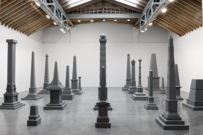 Sam Durant Proposal for White and Indian Dead Monument Transpositions, Washington D.C., 2005, 30 monuments and one architectural model: MDF, fiberglass, foam, enamel, acrylic, basswood, balsa wood, birch veneer, copper  Dimensions variable