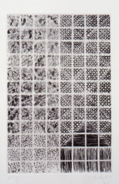 Jennifer Bartlett &quot;Day and Night (27 Howard Street)&quot; 1978 drypoint and ethching on paper 15&quot; x 11&quot;