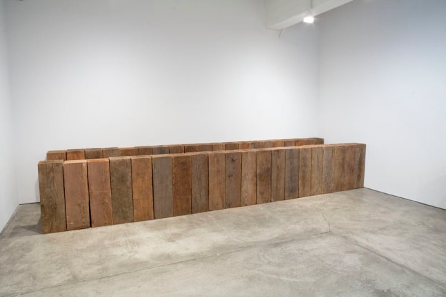 Carl Andre "Cornwell" 1991 Weathered eastern pine 35 3/4 x 228 x 59 in.
