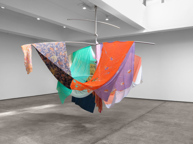 Eric N. Mack
2 Time (Sly), 2023
assorted fabric, steel
overall: 144 1/2 x 85 x 83 1/2 in. (367 x 212.1 x 212.1 cm)