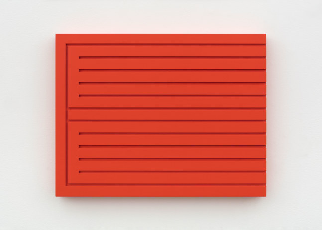 Donald Judd Wood Block (16R), 1989 cadmium red on sugar pine wood 16 x 20 3/4 x 2 in. (40 x 51.88 x 5 cm)