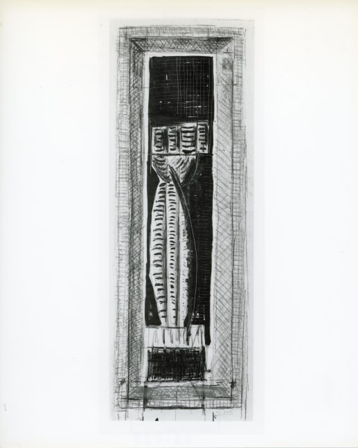 Michael Hurson &quot;Study for a Column&quot; 1983 Lithograph with conte crayon on paper 32 1/2&quot; x 11 1/2&quot;