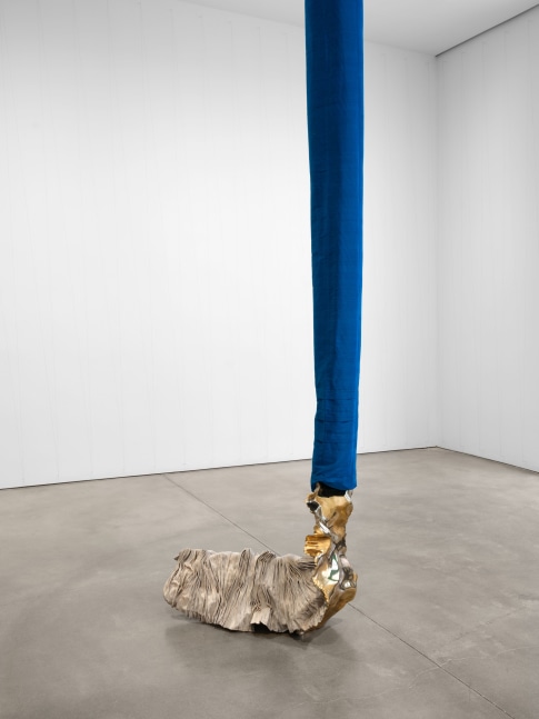 Luciano Fabro Piede Senile II, 2000 polished and white patinated bronze, silk 33 1/2 x 15 3/4 x 39 3/8 in. (85 x 40 x 100 cm) (approx.)