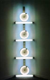 Dan Flavin "Untitled (Fondly to Margo)" 1986 Cool white, daylight white, warm white fluorescent light fixtures 96 x 24 x 8 in.