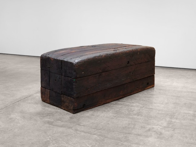 Robert Grosvenor Untitled, 1976-77 wood, creosote, steel bolts, axel grease 34 x 85 x 35 in. (86.4 x 215.9 x 88.9 cm)