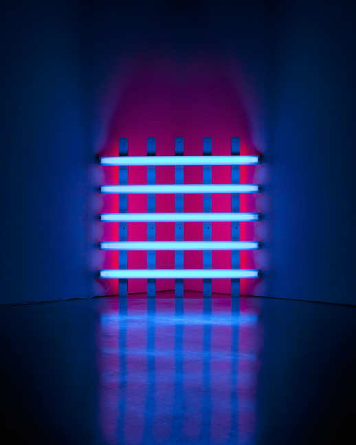 Dan Flavin untitled (to S.A., Lovingly), 1987 blue and red fluorescent lights and fixtures 10 48-inch lights 48 x 48 x 7 in. (121.9 x 121.9 x 17.8 cm
