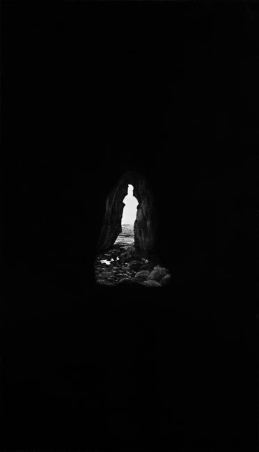 Sarah Charlesworth The White Lady, 1981 black and white mural print, mounted with lacquered wood frame frame: 86 x 50 x 1 3/4 in. (218.4 x 127 x 4.4 cm)