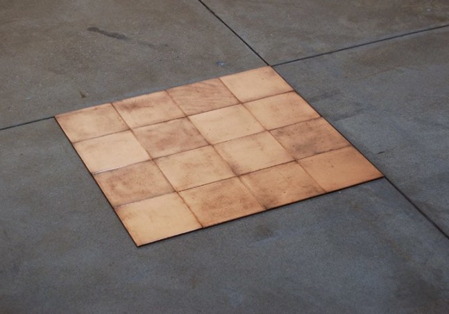 Carl Andre "16 CU SQ" 2007 16 copper plates overall: 3/16 x 24 x 24 in.
