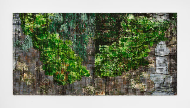 Jennifer Bartlett Hinoki Cypress, 2009-2010 oil on canvas overall: 36 x 72 in. (91.4 x 182.9 cm) each: 36 x 36 in. (91.4 x 91.4 cm)