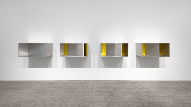 Installation view, John Chamberlain & Donald Judd, November 2 – December 14, 2019