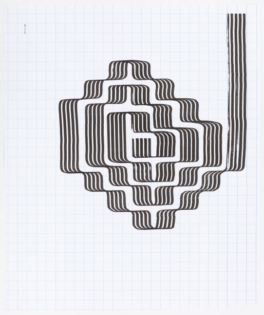 Tauba Auerbach Ligature Drawing, 26 August 2020, 2020 ink on paper with date stamp 32 1/4 x 27 in. (81.9 x 68.6 cm)