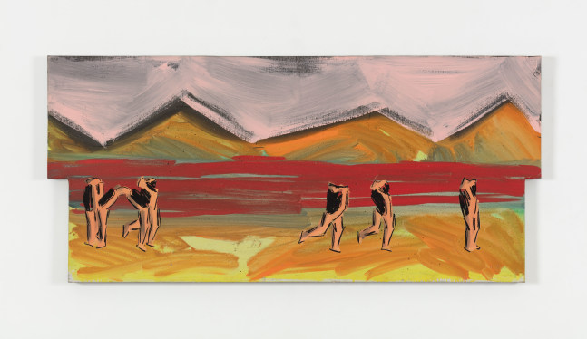 Michael Hurson The Red River, 1970 oil and silkscreen on shaped canvas 24 x 52 in. (61 x 132.1 cm) signed: “MH14” and dated on stretcher bar: "8/18/70" & "8/26/70"