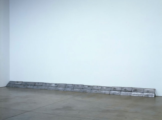 Carl Andre "Alambor" 2002 68 aluminum ingots 11" x 25' 6" x 11" overall