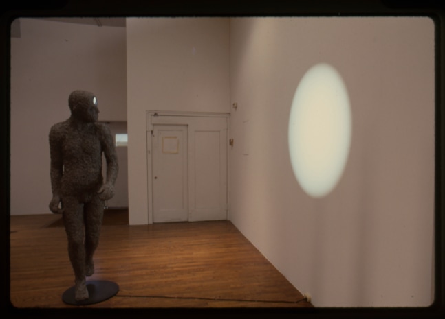 Jonathan Borofsky &quot;Projector No. 3,214,881 (Running male figure)&quot; 1989-90 Fiberglass, celluclay, resin, projector, steel and wood 73 1/4&quot; x 32 1/2&quot;