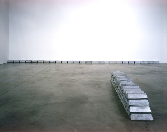 Carl Andre "Alforza" 2002 50 aluminum ingots 5 1/2" x 37 4" x 6" overall