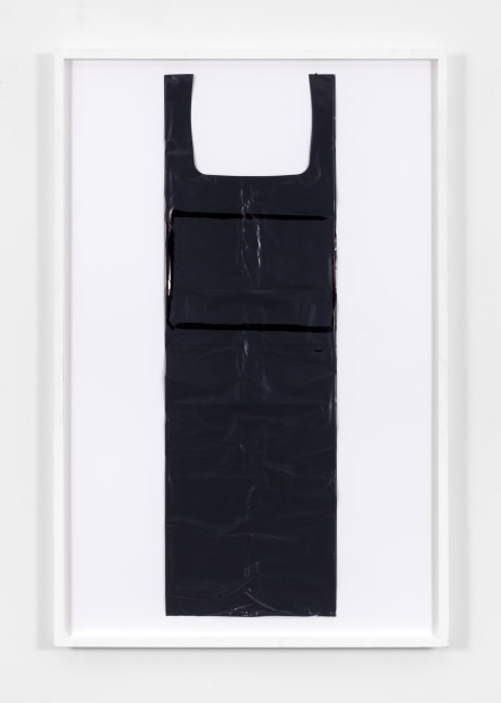 Matias Faldbakken Untitled (Garbage Bag Grey #6), 2010 marker on plastic 48 x 15 1/2 in. (121.9 x 39.4 cm) frame: 53 1/4 x 35 1/4 x 2 in. (135.3 x 89.5 x 5.1 cm)