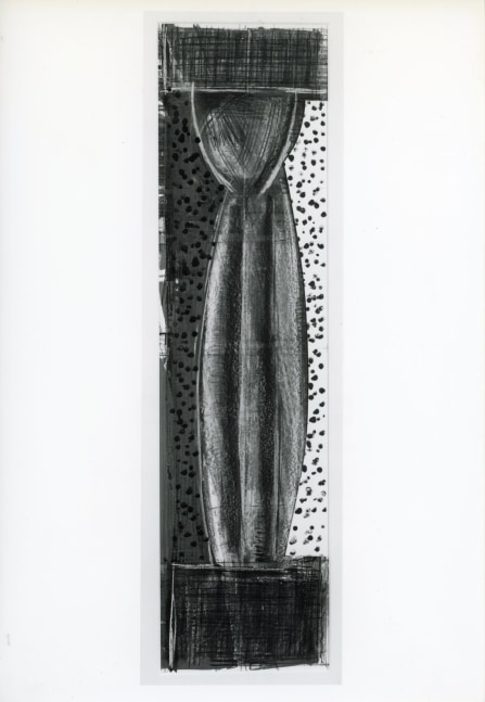 Michael Hurson &quot;Study for Column&quot; 1983 Lithograph with pastel, conte crayon, ink additions on paper 42 x 10 1/2&quot;