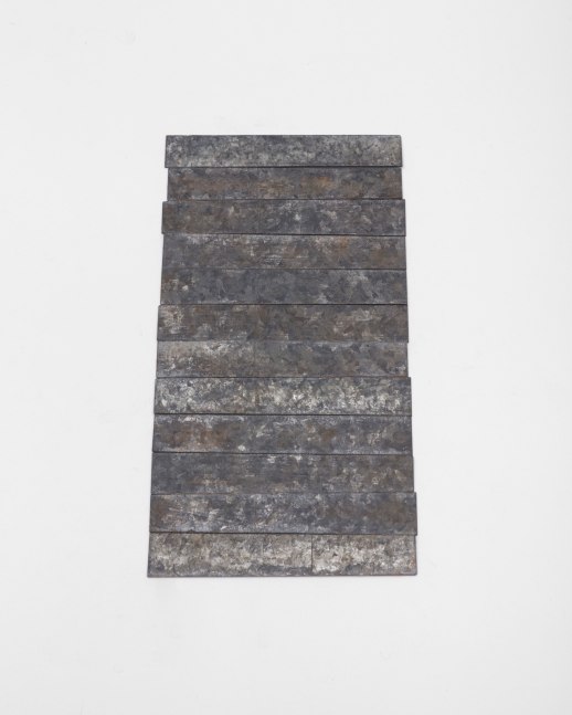 Carl Andre 12 (4 x 3) Rusty Steel Rectangle, 2014 steel each: 1/16 x 15/16 x 1 15/16 in. (.2 x 2.4 x 4.9 cm) overall: 1/16 x 3 7/8 x 5 3/4 in. (.2 x 9.8 x 14.6 cm)