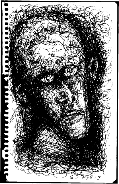 Jonathan Borofsky "Untitled at 6,277,813" 1995 Ink on lined spiral edged paper 9 x 6"