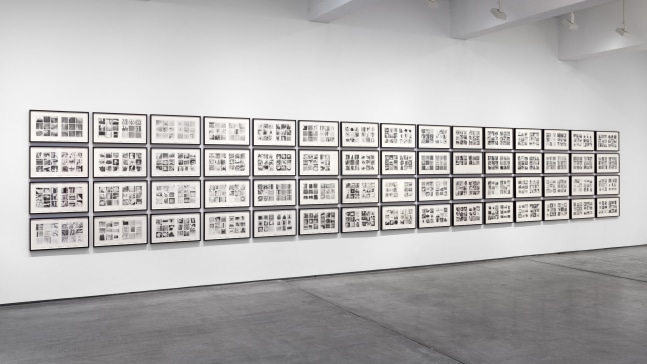 Sol LeWitt Autobiography, 1979 Black and white photographs mounted on board, 60 pieces 12 x 22 in. (30.5 x 55.9 cm) each board: 13 1/2 x 23 1/2 in. (34.3 x 59.7 cm) framed each: 14 1/4 x 24 1/4 x 1 1/2 in. (36.2 x 61.6 x 3.8 cm)