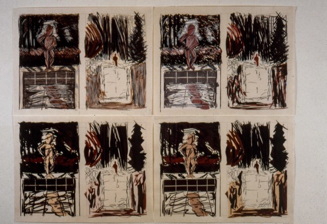 Jennifer Bartlett &quot;In the Garden $40&quot; 1983 20 color woodcut, 34 color silkscreen on 4 sheets Japanese handmade Echizen Hosho paper 23&quot; x 30&quot; each