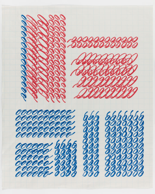 Tauba Auerbach Ligature Drawing, 30 June 2016, 2016 ink on paper 32 1/2 x 27 in. (82.6 x 68.6 cm)