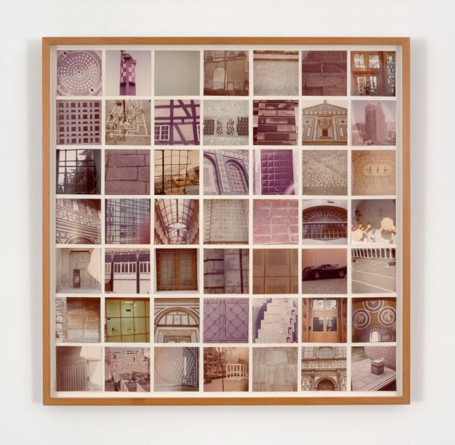 Sol LeWitt Photogrid, 1977 49 coupler prints mounted on paper 23 3/8 x 23 3/8 in. (59.4 x 59.4 cm) frame: 24 1/4 x 24 1/4 x 1 1/2 in. (61.6 x 61.6 x 3.8 cm) inscribed, signed and dated lower right recto