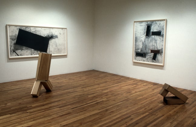 Installation view, Joel Shapiro, Paula Cooper Gallery, 155 Wooster Street, New York, November 8 - December 6, 1968. © 2025 Joel Shapiro / Artists Rights Society (ARS), New York. Courtesy Paula Cooper Gallery, New York. Photo: D. James Dee