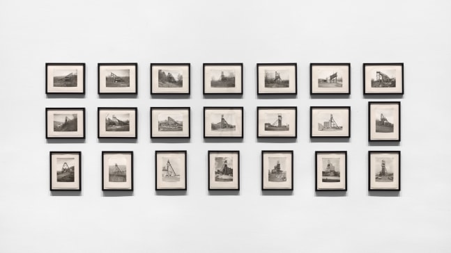 Installation view, Bernd and Hilla Becher: In Dialogue with Carl Andre and Sol LeWitt, March 31 – May 5, 2018