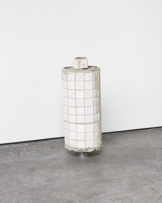 Matias Faldbakken Ceramic Muffler, 2016 ceramic tiles and tile adhesive on silencer 24 1/2 x 8 3/4 x 5 3/4 in. (62.2 x 22.2 x 14.6 cm)