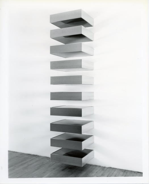 Donald Judd &quot;Untitled&quot; 1989 Galvanized iron, lighttest, light gray plexiglass 114&quot; x 27&quot; x 24&quot; overall