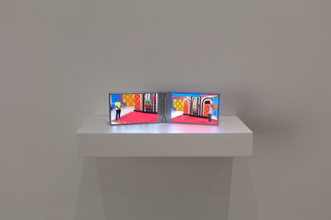 Paul Pfeiffer Desiderata (Big Wheel), 2019 digital video loops, fabricated aluminum monitor with two embedded media players 4 5/16 x 13 3/8 x 4 3/4 in (11 x 34 x 12 cm) running time: 1 minute 30 seconds Edition 1 of 3, 1 AP