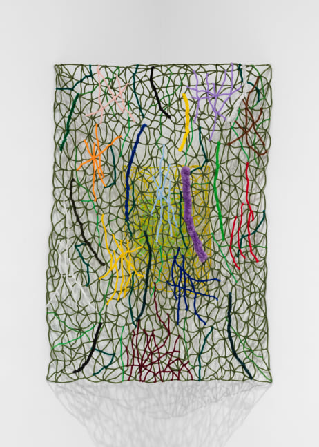Lucky DeBellevue, Gives, 2009, chenille stems, 3 panels, overall: 53 x 36 x 3 in. (134.6 x 91.4 x 7.6 cm)
