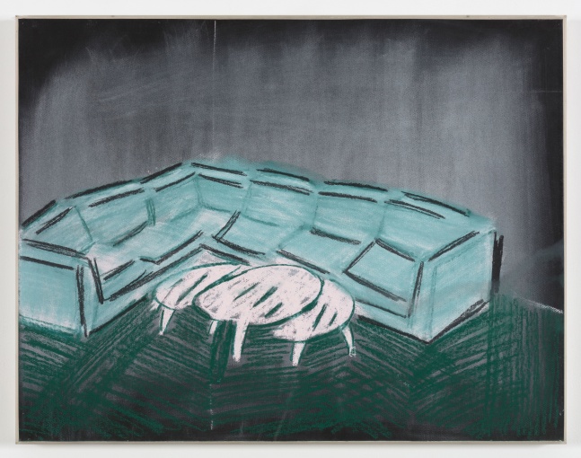 Michael Hurson Study for Sectional Sofa and Coffee Table, 1973 pastel on paper 19 3/4 x 25 3/8 in. (50.2 x 64.5 cm) frame, plexi box: 20 x 25 3/4 x 1 1/2 in. (50.8 x 65.4 x 3.8 cm)