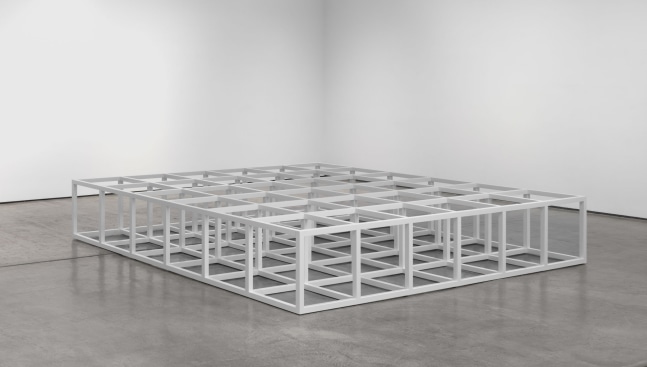 Sol LeWitt Modular Floor Structure, 1966/1968 baked enamel on aluminum and steel 22 7/8 x 129 3/8 x 129 1/8 in. (58.2 x 328.3 x 328 cm.)