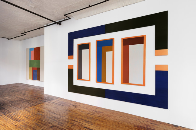 Installation view, David Novros – Paintings, September 30–December 18, 2022, 101 Spring Street, Judd Foundation, New York.