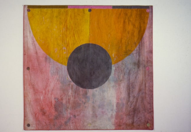 Alan Shields &quot;Single Swing Encounter&quot; 1980-81 Acrylic, thread on canvas 109 1/2&quot; x 116&quot;