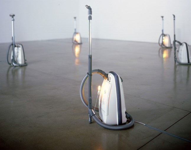 Céleste Boursier-Mougenot harmonichaos 2.1, 2006 13 vacuum cleaners, each outfitted with one tuner, one harmonica and one lightbulb overall dimensions variable; dimensions of one vacuum cleaner: 49 x 18 x 17 inches
