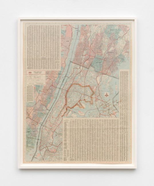 Douglas Huebler Hunt's Point - Pelham Parkway Trip, 1967 ink on paper 32 x 25 in. (81.3 x 63.5 cm) frame: 35 1/8 x 27 3/4 x 1 1/2 in. (89.2 x 70.5 x 3.8 cm)