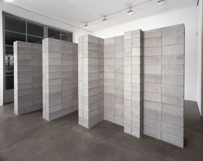 Installation view, New Large Concrete Block Structures, Paula Cooper Gallery, 534 W 21st Street, New York. December 8, 2000 - January 13, 2001.© 2025 The LeWitt Estate / Artists Rights Society (ARS), New York, Courtesy Paula Cooper Gallery, New York. Photo: Tom Powel.