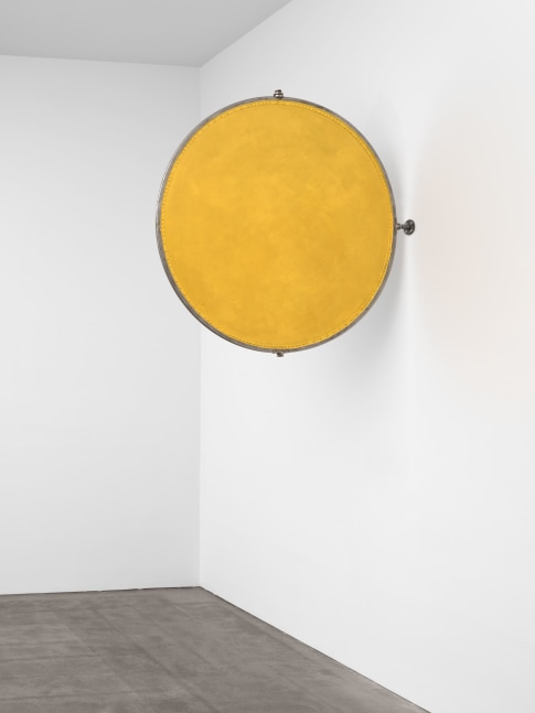 Terry Adkins
Synapse, 1992
metal, drum skin, and enamel
43 x 54 in. (109.2 x 137.2 cm)